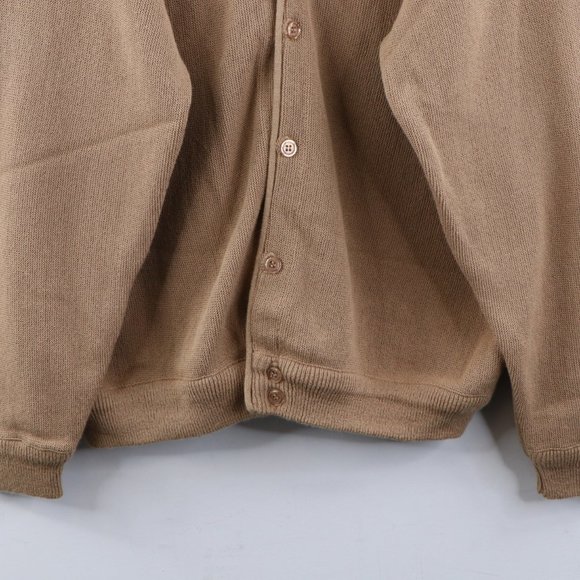 Vintage Acrylic Knit Button Cardigan Sweater Tan - Picture 3 of 7